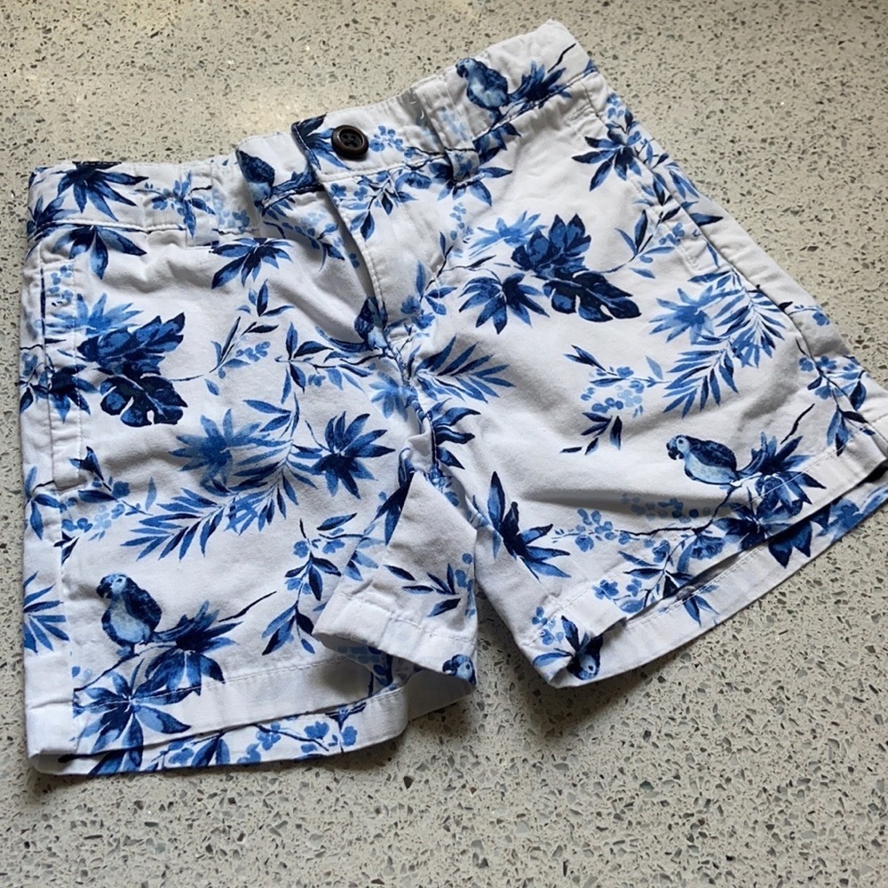 Janie and Jack Girls Navy and White Tropical Cotton Shorts 3T